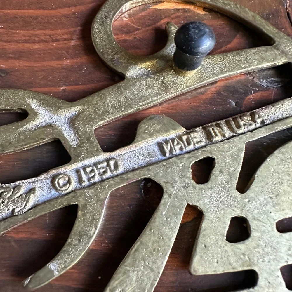 Virginia Metalcrafters Trivet Brass Colonial Williamsburg Cypher 1950 CW10-8